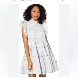 En Saison grey dress tiered ruffle short sleeve size S Rudy dress